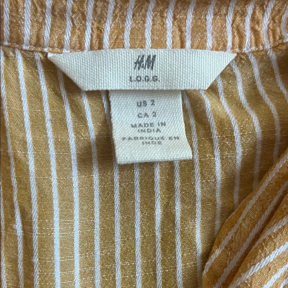 H&M Tan Striped Button-Down Shirt - Picture 2 of 3